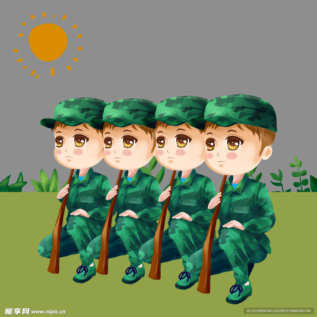  军训蹲立 