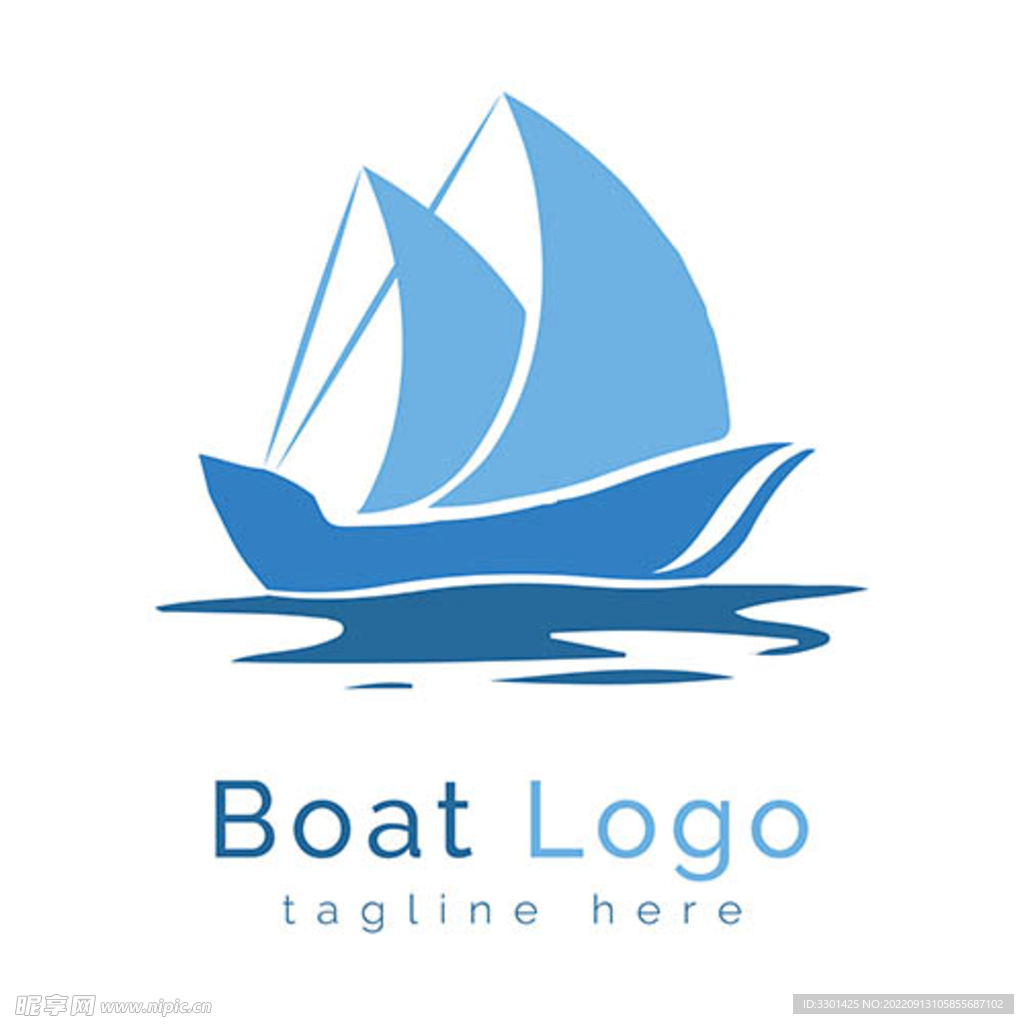 蓝色帆船LOGO 
