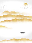 水墨山水花画         