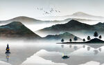 古风水墨山水画 