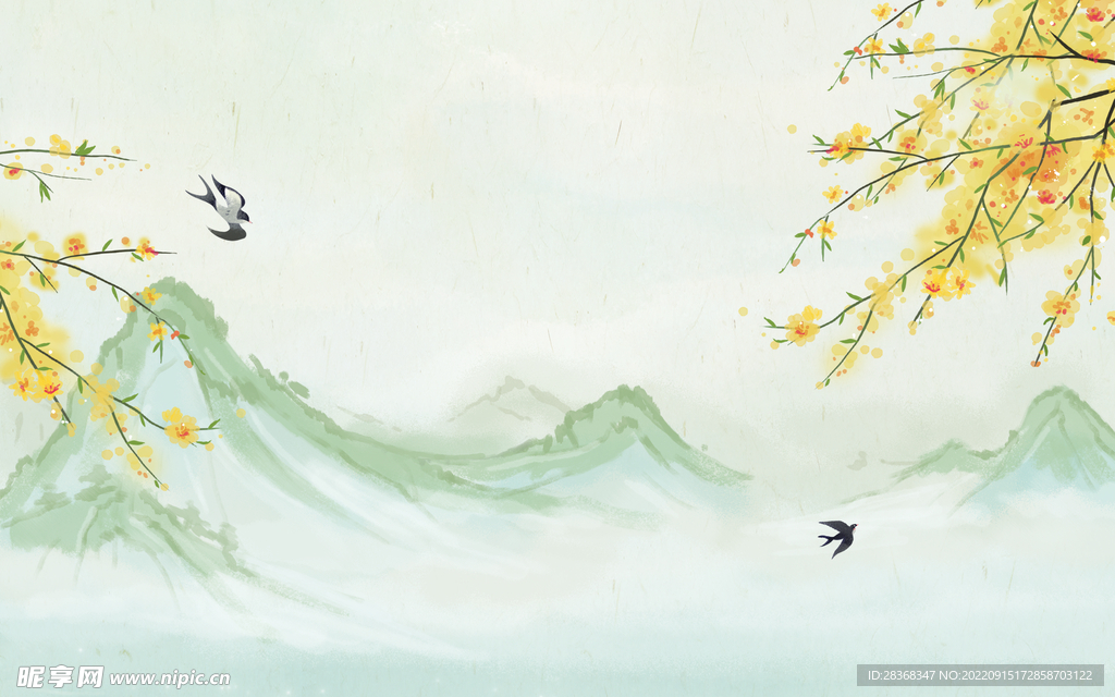 古风水墨山水画 