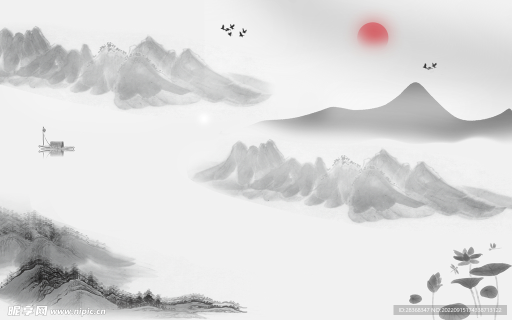 古风水墨山水画