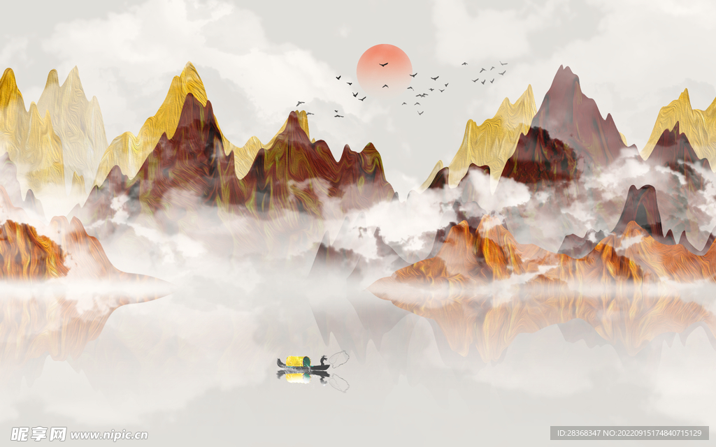 古风水墨山水画 