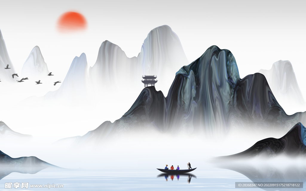 古风水墨山水画