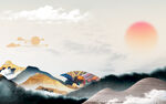  古风水墨山水画