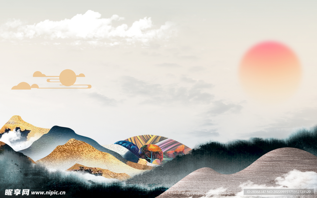  古风水墨山水画