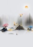  古风水墨山水画
