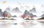 古风水墨山水画 