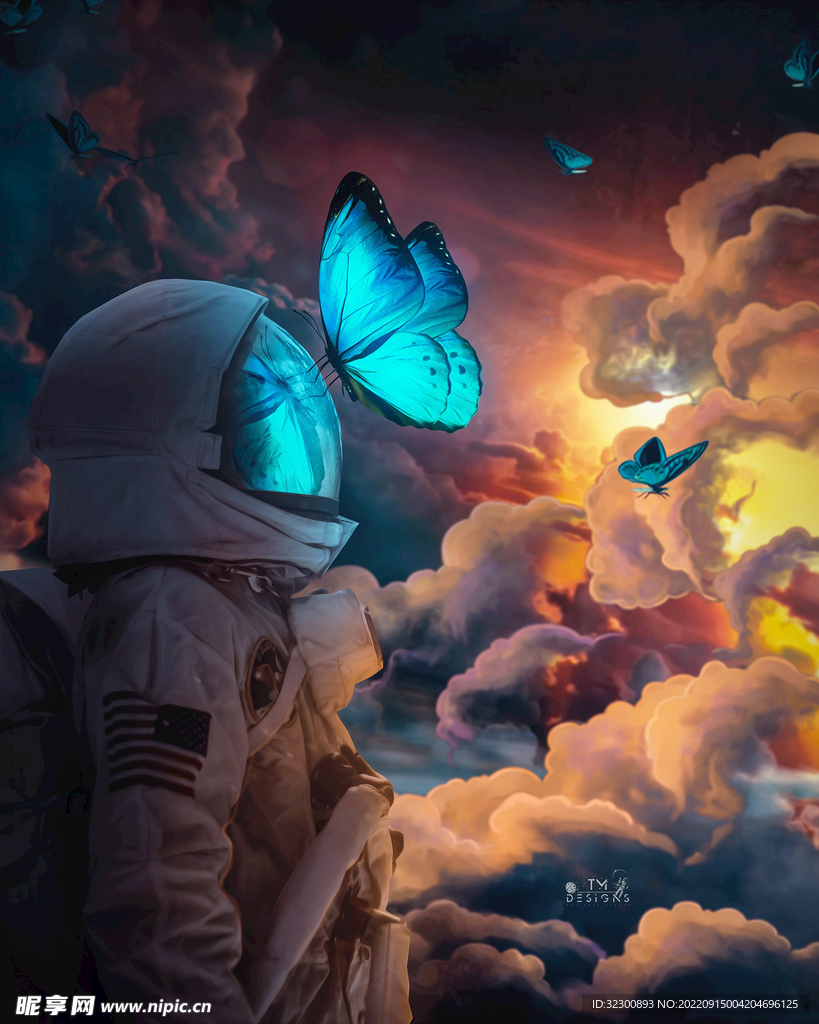 宇航员与蝴蝶