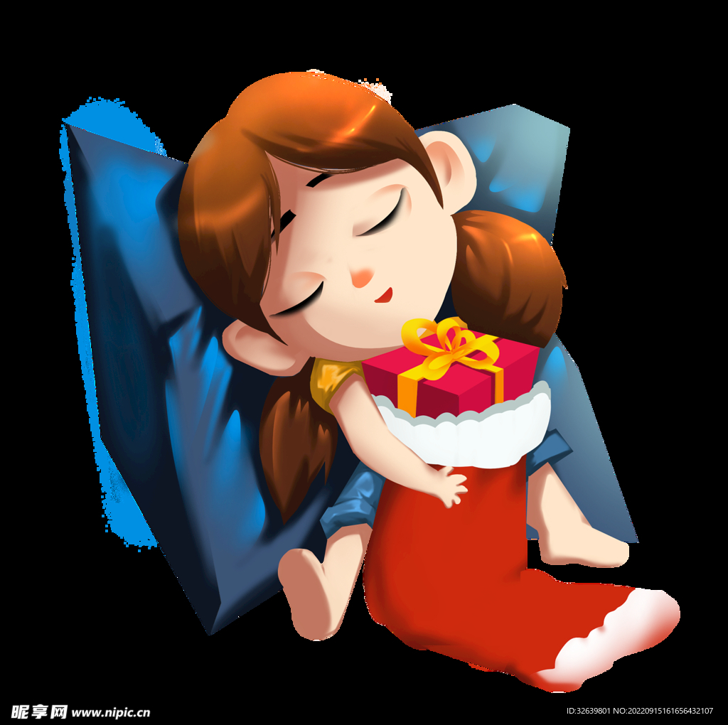 小女孩抱着礼物