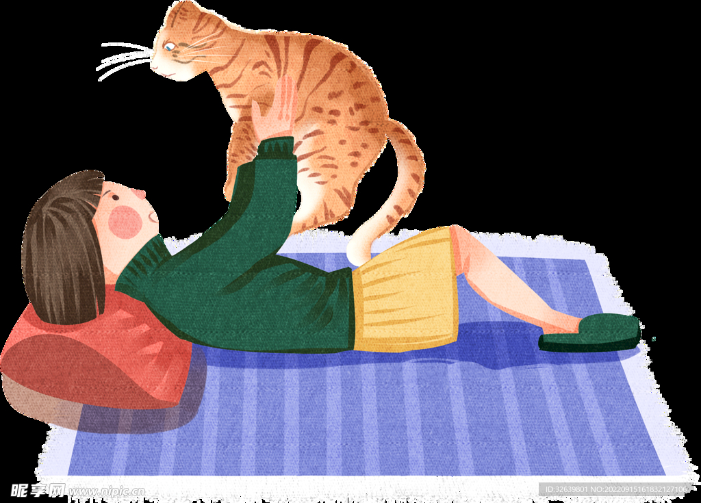 女孩抱着猫