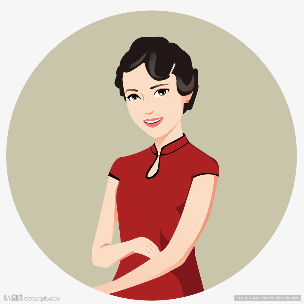 民国风旗袍美女插画