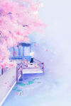 手绘桃花插画海报图片