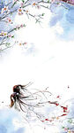  手绘桃花插画海报图片