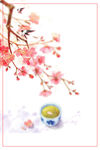 手绘桃花插画海报图片