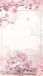 手绘桃花插画海报图片