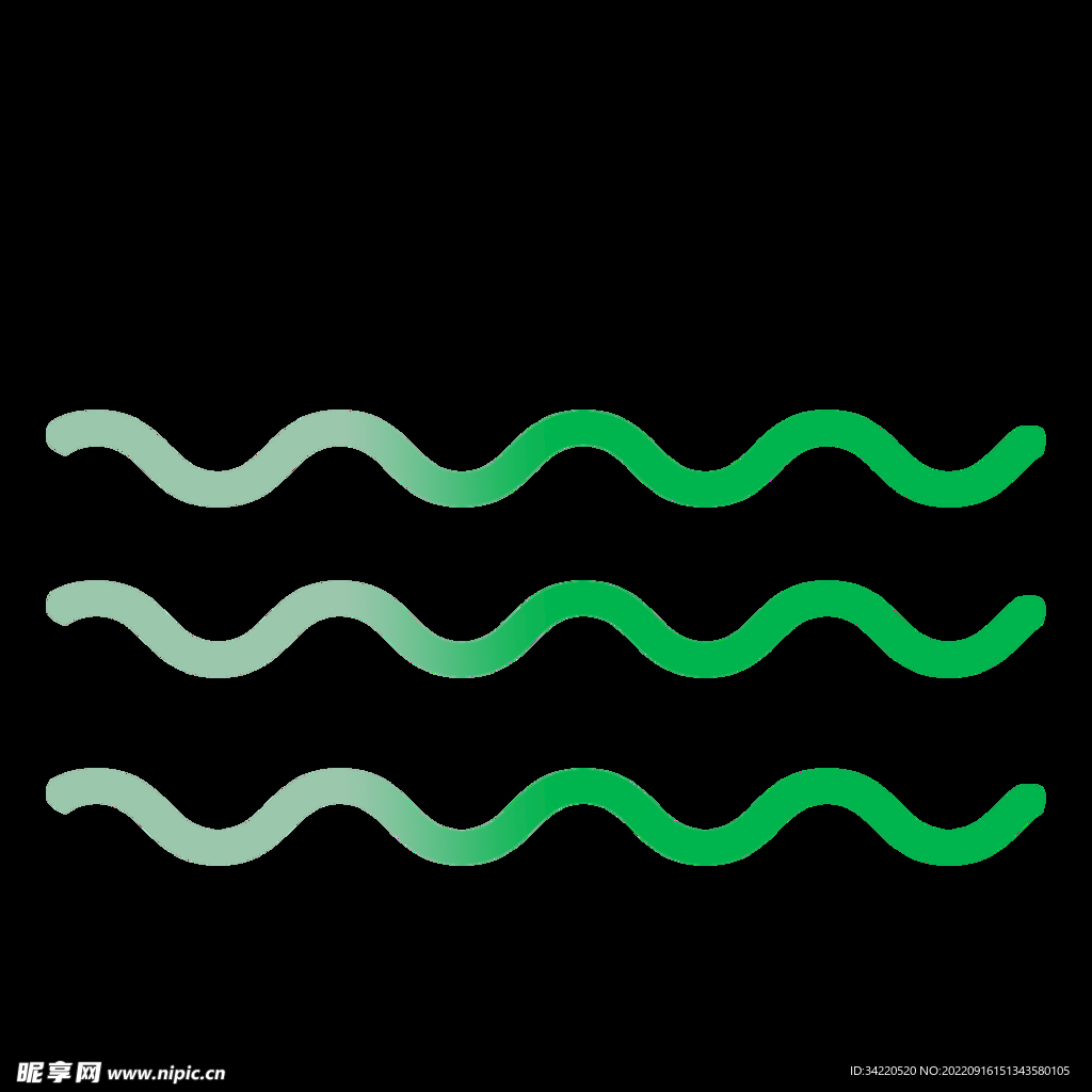 绿色波浪线简约装饰模板
