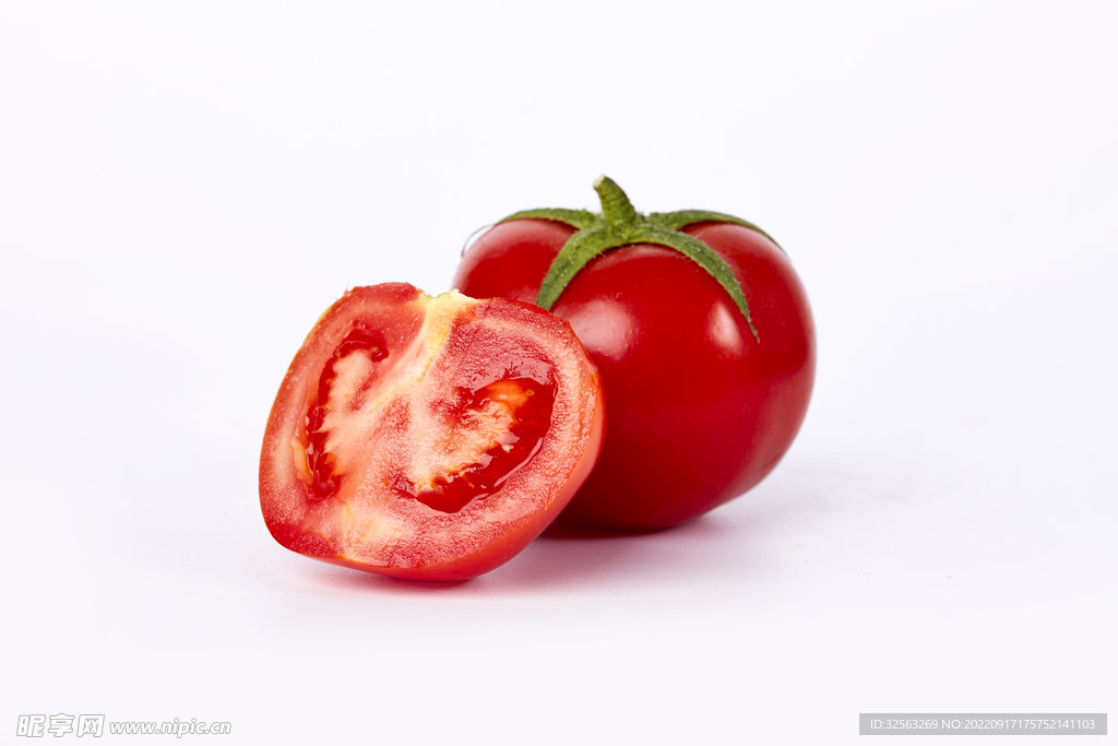 西红柿红色番茄水果白底图