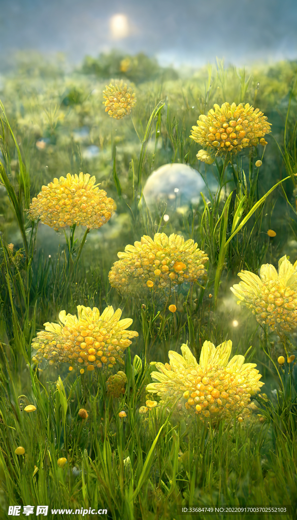 黄色小球花