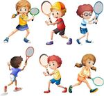 ai矢量儿童打网球