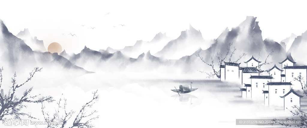 水墨山水素材图片