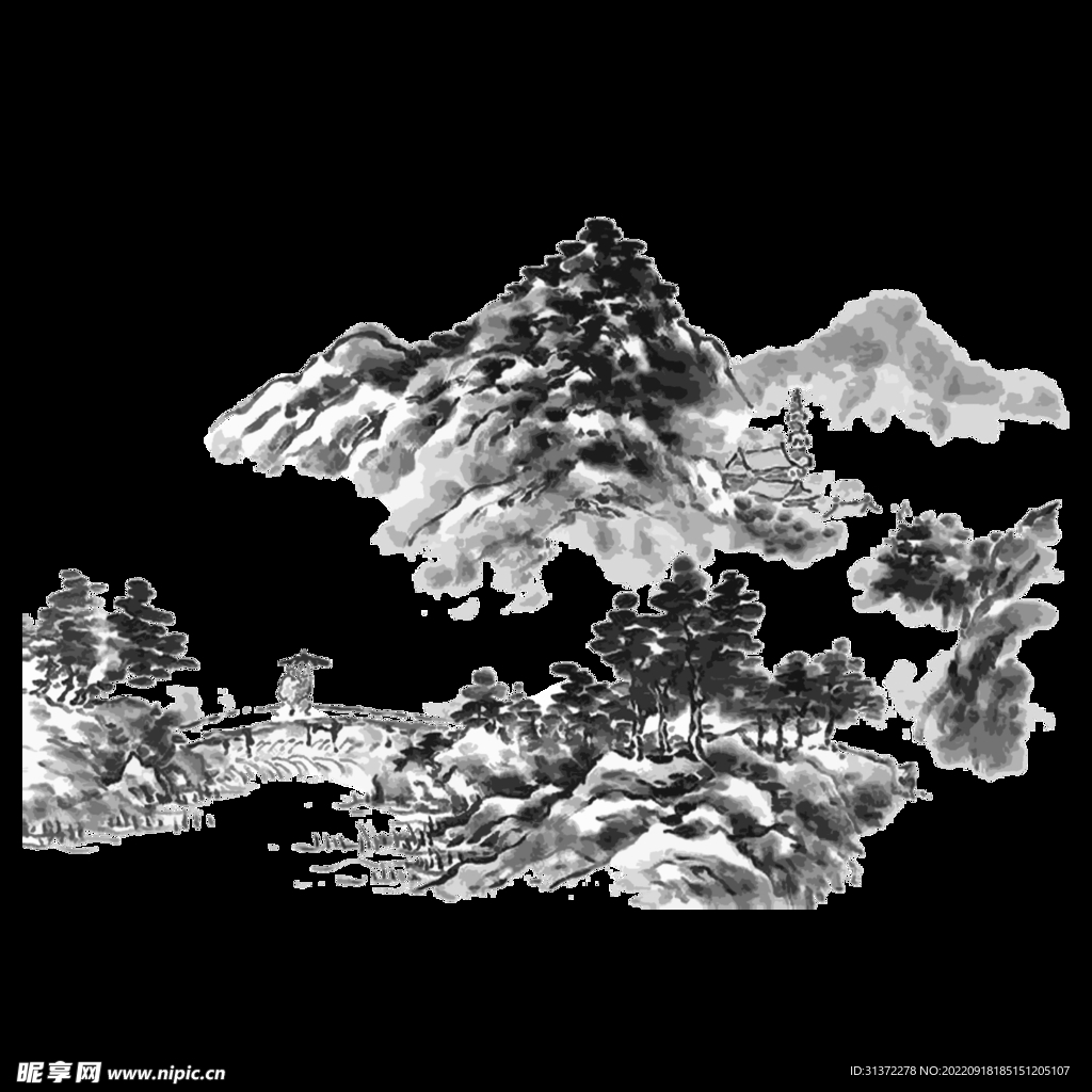 水墨山水素材图片