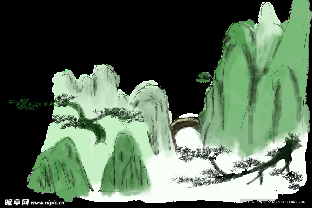  水墨山水素材图片