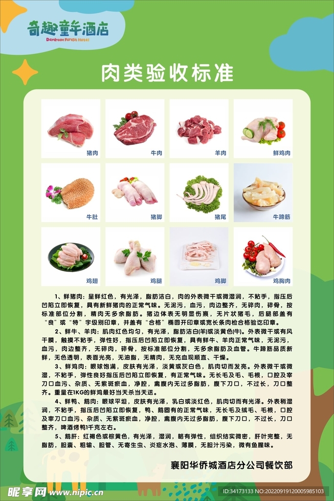 厨房食物验收标准