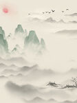 中式水墨山水背景展板
