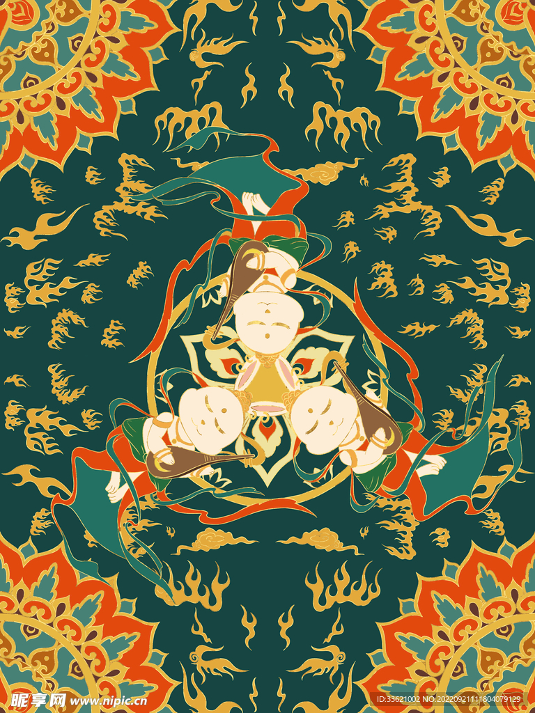 国潮兔年插画  