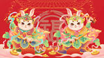 国潮兔年插画  
