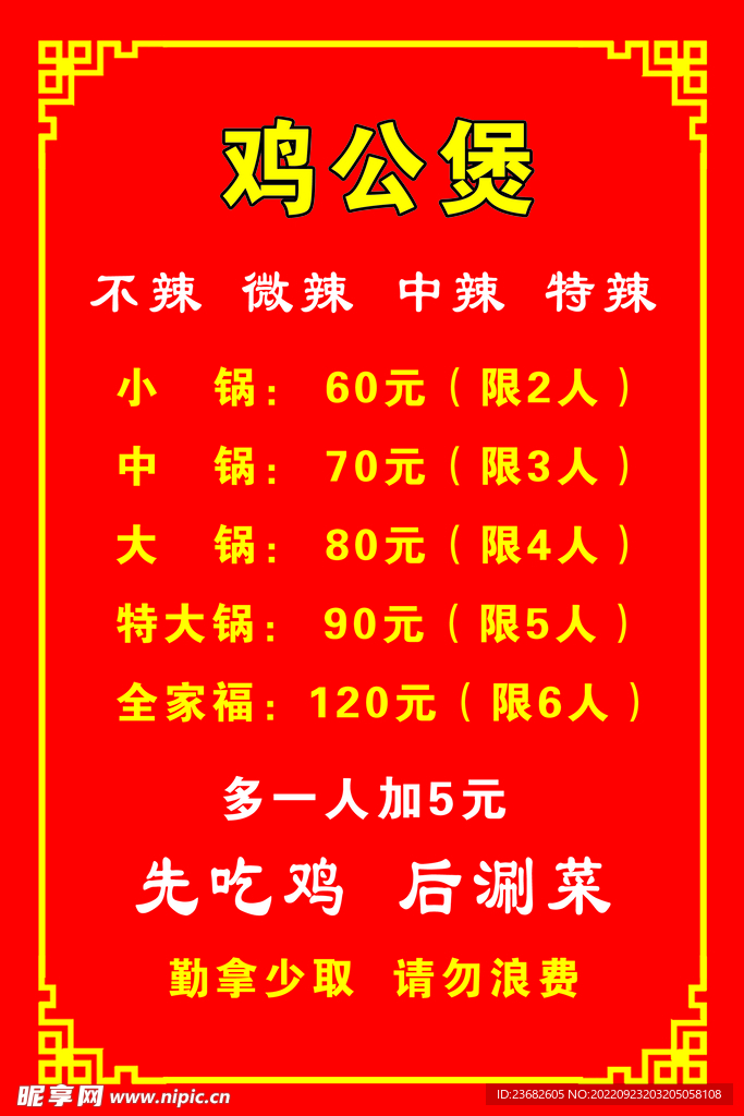 价格表