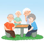  老年人下棋 
