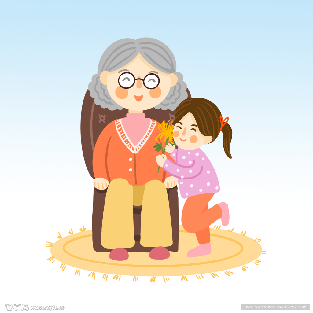 快乐的奶奶和孙女一起读书插画图片素材_ID:419615730-Veer图库