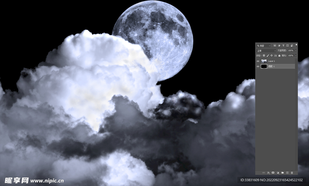 云彩月亮夜色 素材