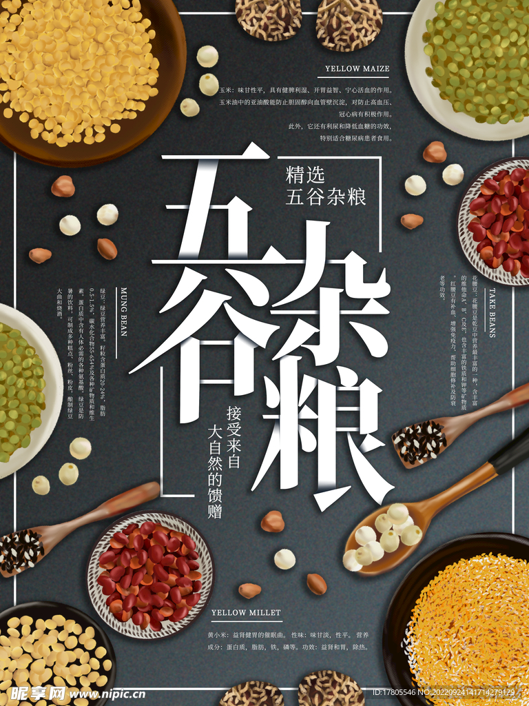 五谷杂粮  杂粮海报素材 粮食