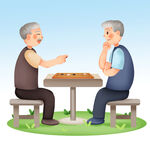  老年人下棋 