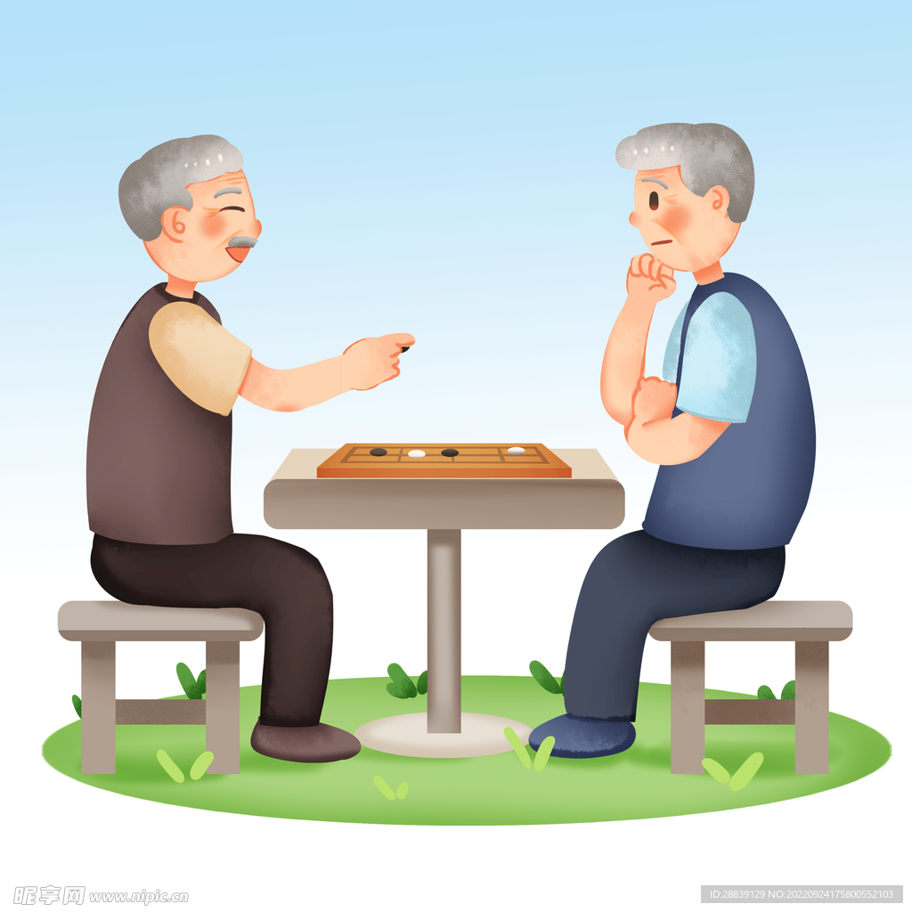  老年人下棋 