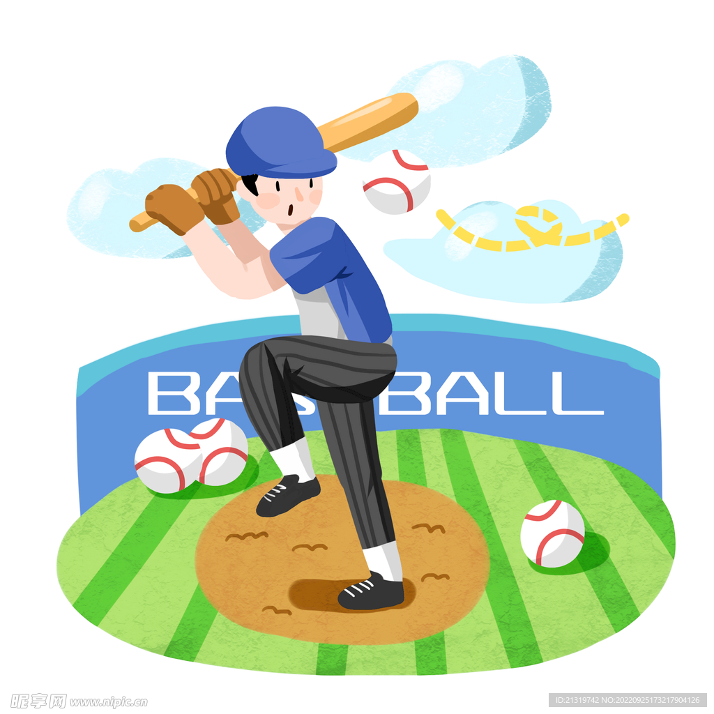 棒球运动人物插画