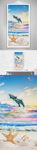 大海天空海豚油画