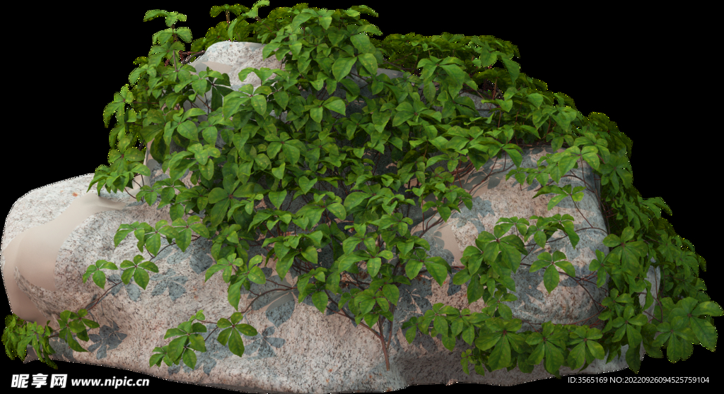 绿藤石块植物景观石岩石素材