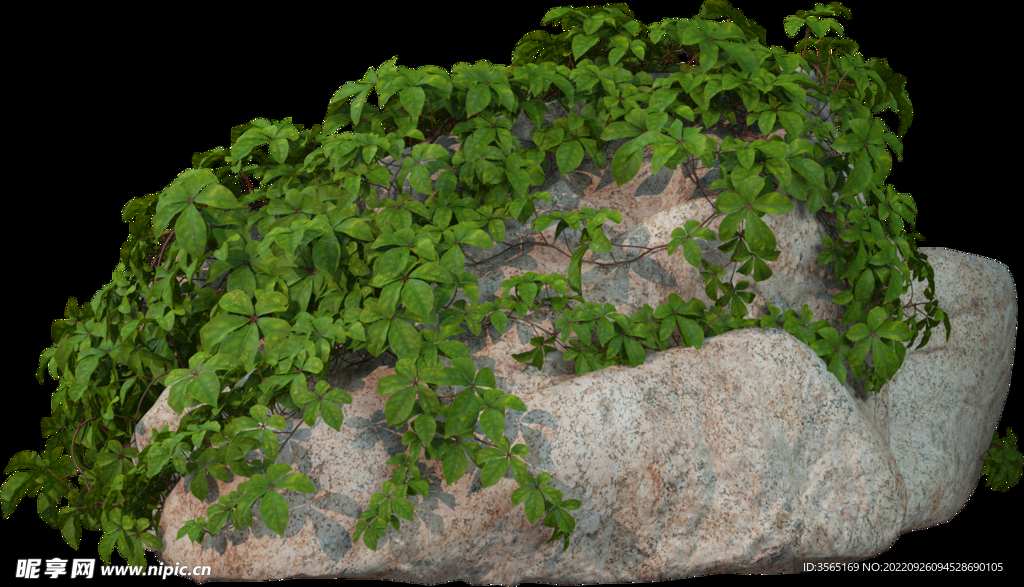 绿藤石块植物景观石岩石素材
