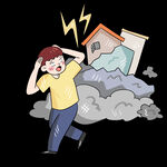 灾难地震逃生元素