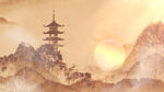 国潮文化水墨风景海报插画背景