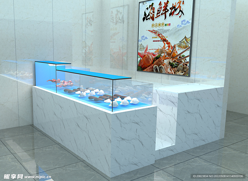 日本料理店海鲜池效果图