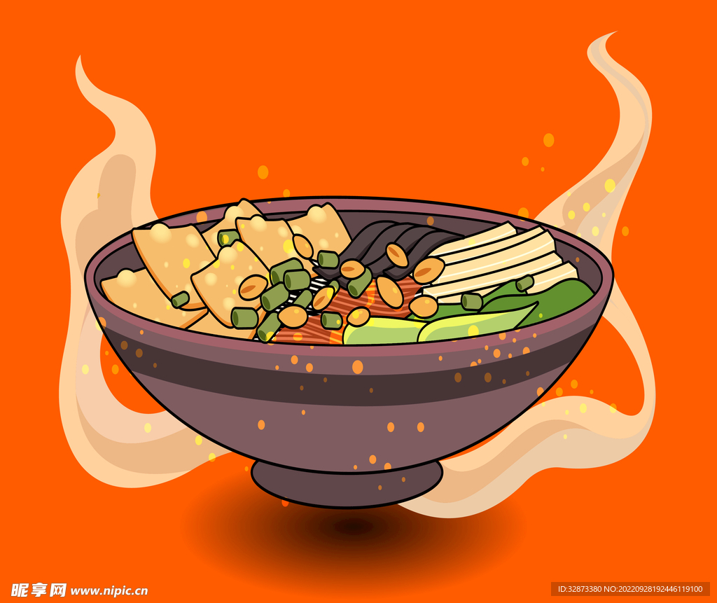 手绘矢量图美食卡通螺狮粉