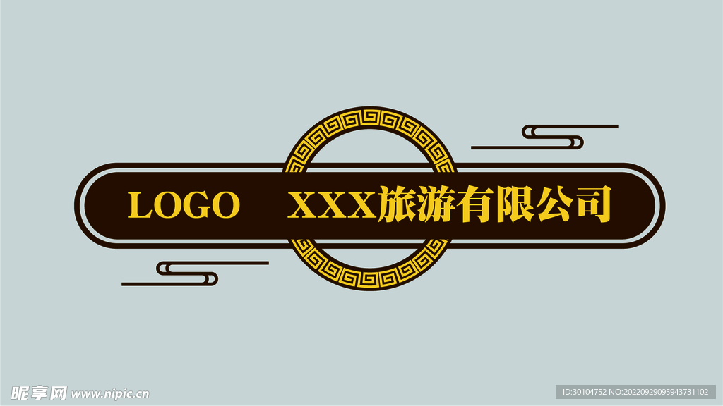 中式金色LOGO墙