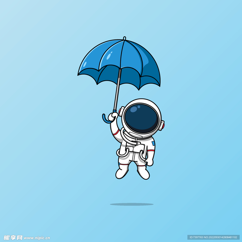 卡通宇航员和伞