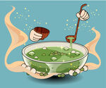 手绘矢量图卡通绿豆莲子营养汤