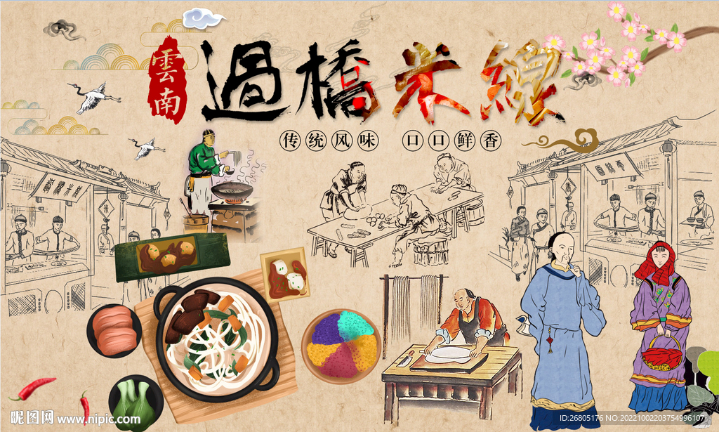 最新过桥米线背景墙PSD模板